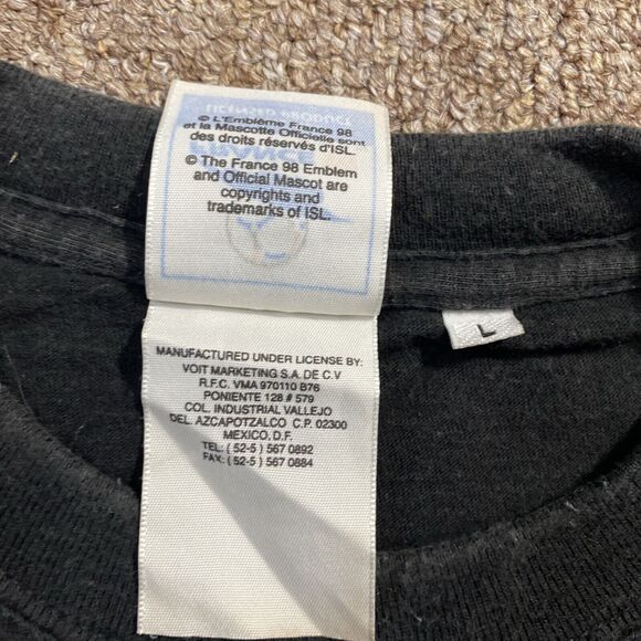 Vintage Team Colombia 1998 World Cup T-shirt France 98 Large Black Soccer 90s - Picture 7 of 9